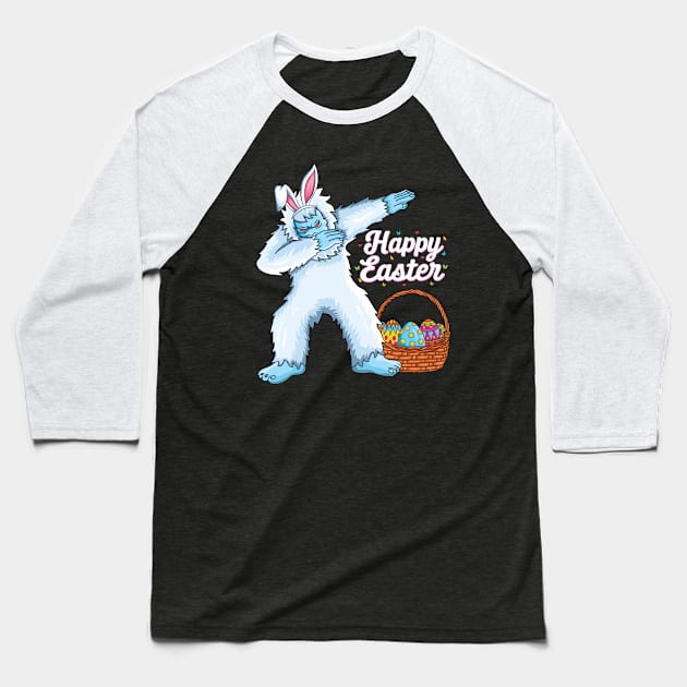 Dabbing yeti Easter Eggs bunny Kids Boys Girls yeti easter Baseball T-Shirt by UNXart